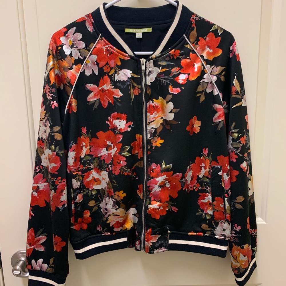 Gianni Bini Floral ZIP Bomber Style Jacket